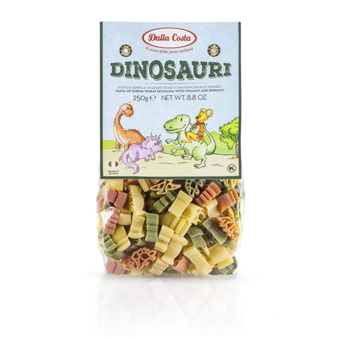 Tricolor Dinosaur Pasta with Tomato and Spinach