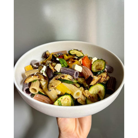 5-Color Maccheroni with Turmeric, Rosemary, Beetroot and Black Carrot