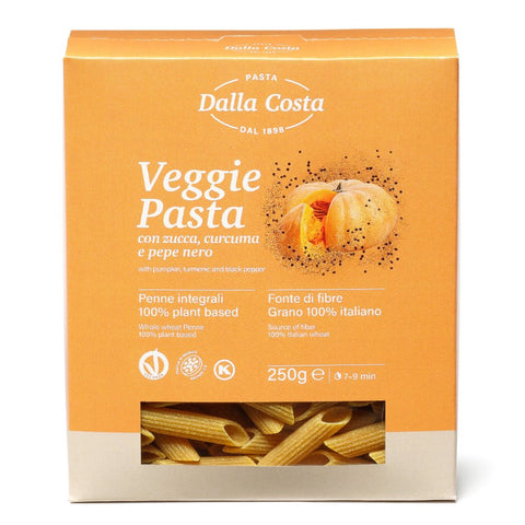 Wholemeal Durum Wheat Semolina Penne Pasta with Pumpkin, Turmeric and Black Pepper