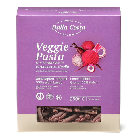 Wholemeal Durum Wheat Semolina Strozzapreti Pasta with Beetroot, Black Carrot and Onion