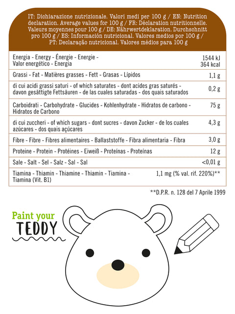 Mini Teddy Pasta Tricolore Al Pomodoro e Spinaci Pasta Bio Per Bambini Con Vitamina B1