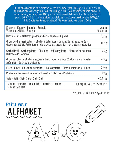 Mini Alphabet Pasta, Tricolor with Tomato and Spinach, Organic Pasta for Children with Vitamin B1
