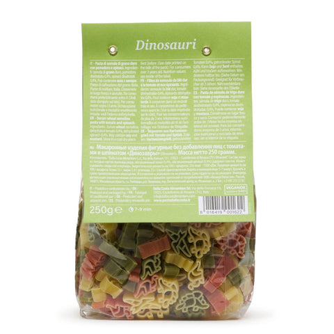 Tricolor Dinosaur Pasta with Tomato and Spinach