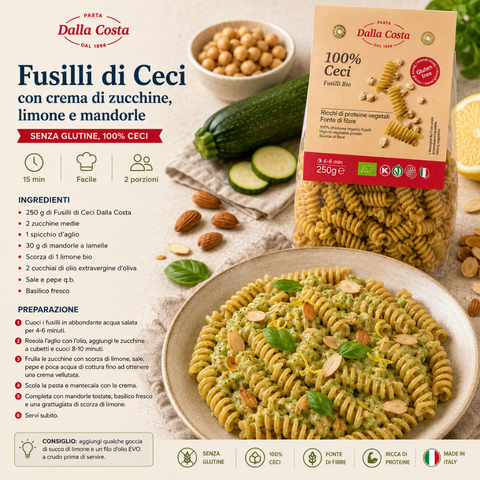 100% Chickpea Fusilli, Gluten-Free, Organic