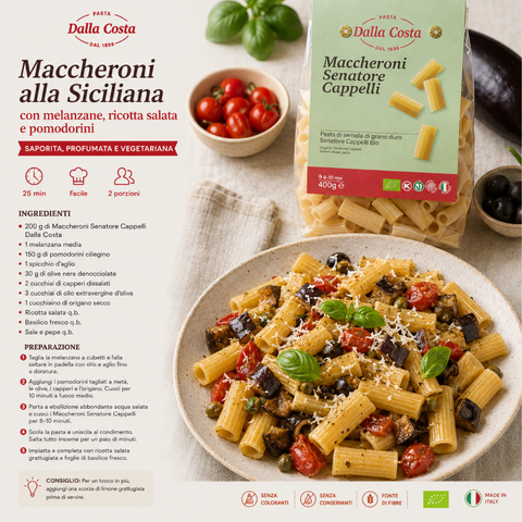 Organic Senatore Cappelli semolina macaroni Pasta