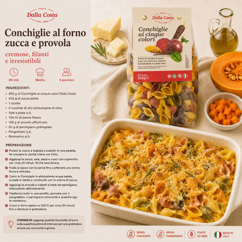 Conchiglie 5 Colori Con Curcuma, Spinaci, Barbabietola E Carota Nera