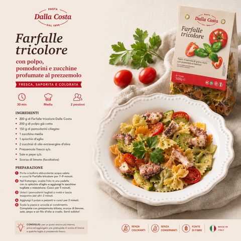 Farfalle Tricolore Con Pomodoro e Basilico