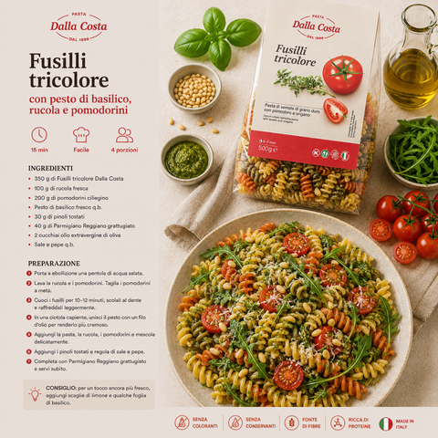 Tricolor Fusilli with Tomato and Oregano