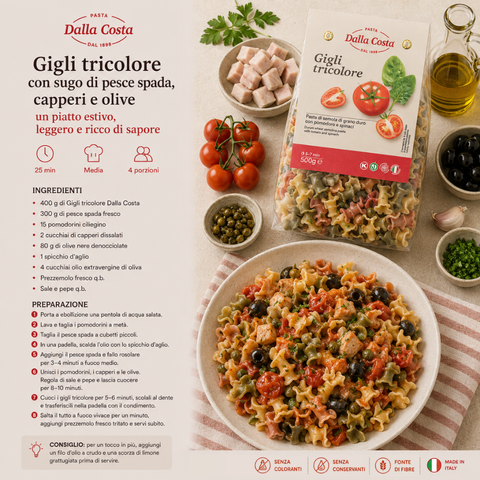 Gigli Tricolori Con Pomodoro E Spinaci