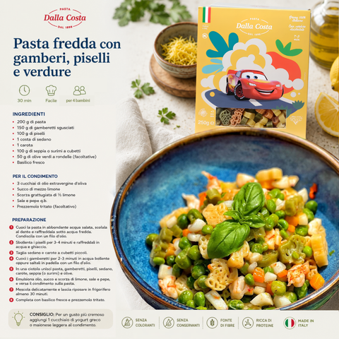 Disney Cars Pasta Tricolore with Tomato and Spinach
