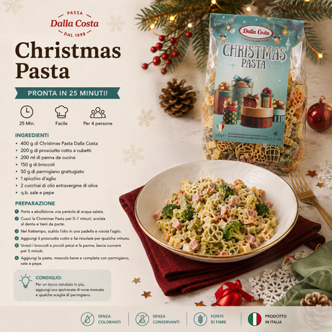 Dalla Costa Pasta Christmas tricolore con pomodoro e spinaci confezione risparmio 12x500 grammi