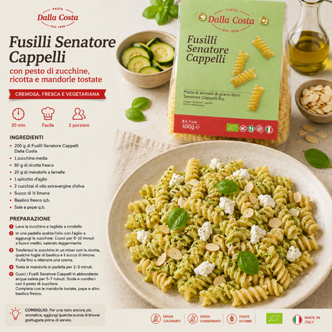 Organic Senatore Cappelli semolina fusilli pasta