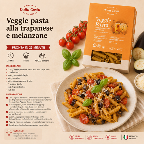 Veggie Pasta Penne di Semola Integrale con Zucca, Curcuma e Pepe Nero