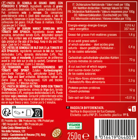 Christmas Pasta Tricolore Al Pomodoro E Spinaci