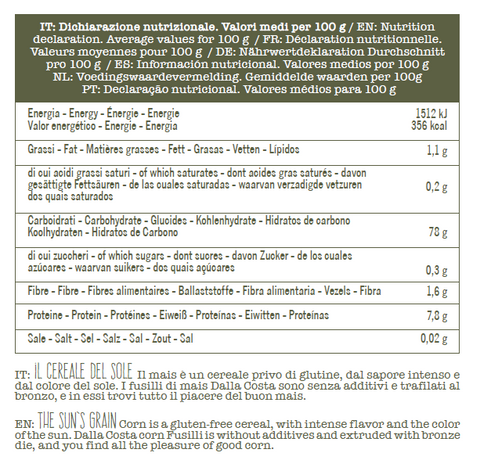 Fusilli 100% Mais Giallo Senza Glutine Bio