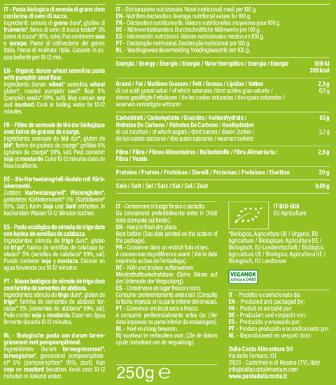 Fusilli Proteici Con Semi Di Zucca Bio