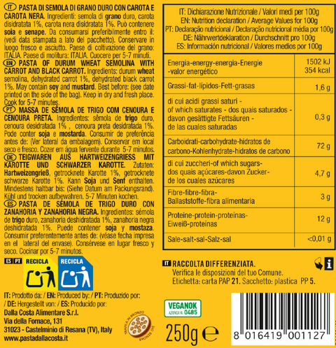 Halloween Pasta with Carrot and Black Carrot