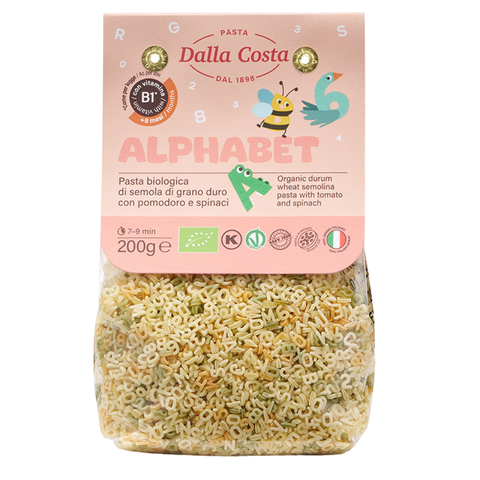 Mini Alfabeto Pasta Tricolore Al Pomodoro E Spinaci Pasta Bio Per Bambini Con Vitamina B1
