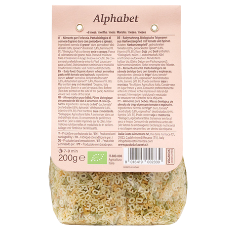 Mini Alfabeto Pasta Tricolore Al Pomodoro E Spinaci Pasta Bio Per Bambini Con Vitamina B1