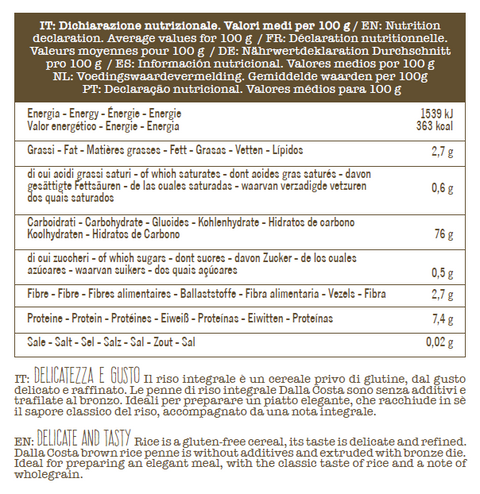 Penne 100% Riso Integrale Senza Glutine Bio