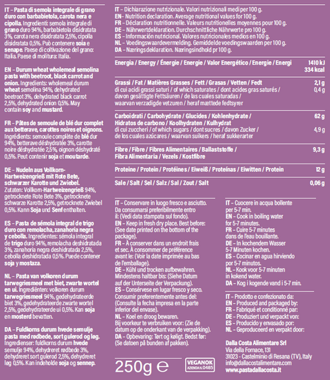 Wholemeal Durum Wheat Semolina Strozzapreti Pasta with Beetroot, Black Carrot and Onion
